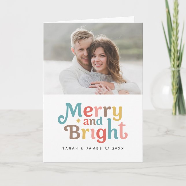 Merry and bright colorful and fun photo  helgkort (Framsida)