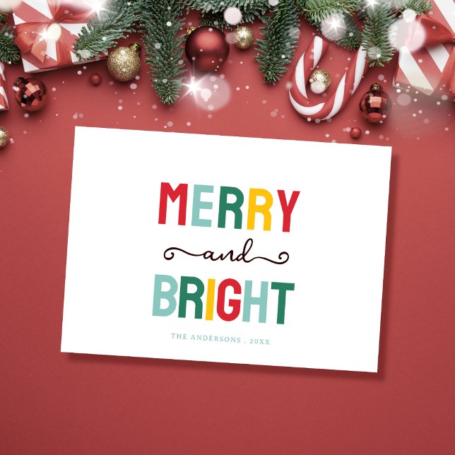 Merry and bright colorful christmas Card Julkort (Skapare uppladdad)