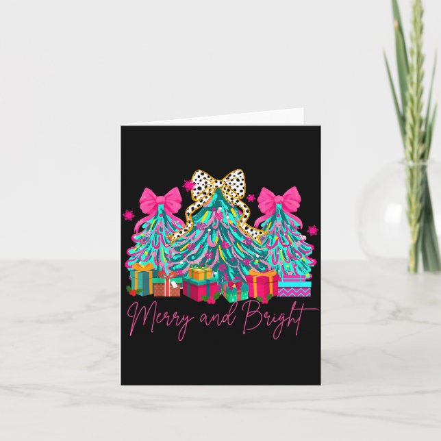 Merry And Bright Coquette Bow Christmas Tree Women Kort (Framsida)