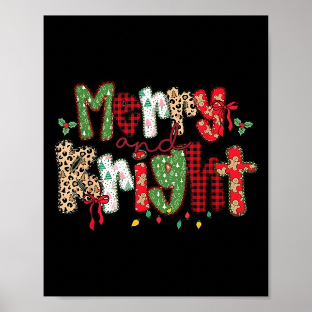 Merry And Bright Cute Christmas Holiday Coquette B Poster (Framsidan)