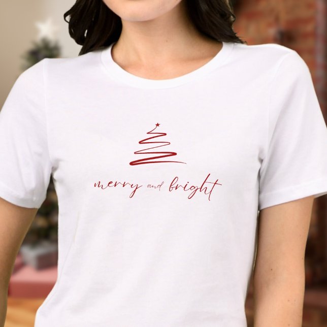 Merry and Bright - elegant Red T Shirt (Skapare uppladdad)