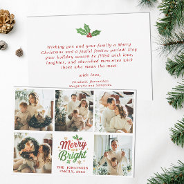 Merry and Bright Family Photo Collage jul Julkort