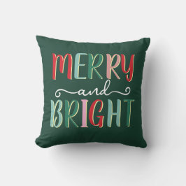 MERRY AND BRIGHT Festive Christmas Holiday Kudde