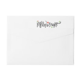 "Merry and Bright" Festive Hand Lettered Helgdag Etikettband