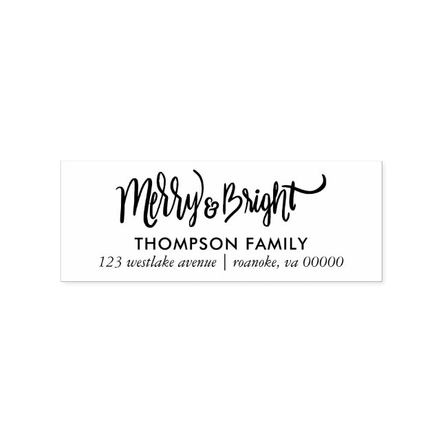 "Merry and Bright" Festive Hand Lettered Helgdag Stämpel (Tryck)