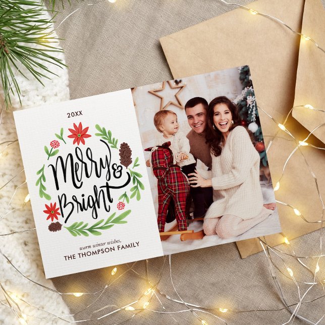 "Merry and Bright", Festive Hand Painting Wandeans Julkort (Skapare uppladdad)