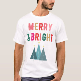 Merry and Bright Festliches Weihnachtsdesign T Shirt