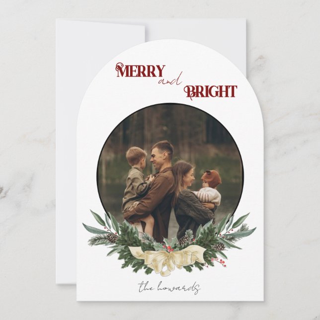Merry and Bright Flat Holiday Card Julkort (Framsida)