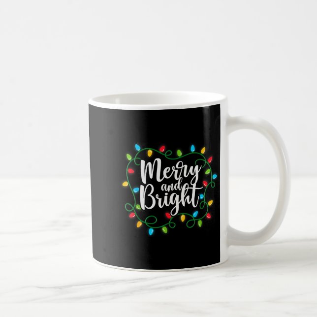 Merry And Bright Funny Family Matching Christmas O Kaffemugg (Höger)
