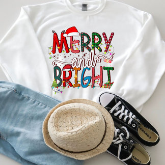 Merry and Bright, God jul T Shirt