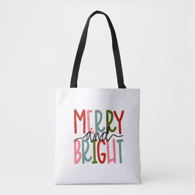 Merry and Bright Helgdag Tote Bag Tygkasse (Framsida)