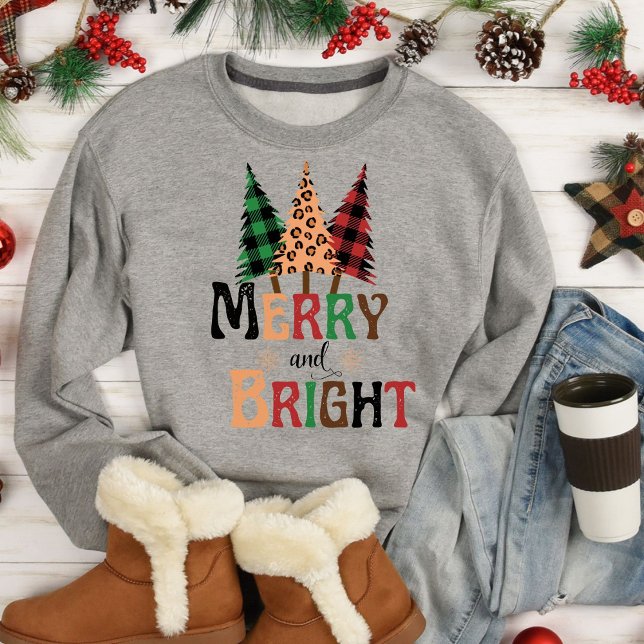 Merry and Bright Helgdagars Julgranar Sweat T Shirt (Skapare uppladdad)