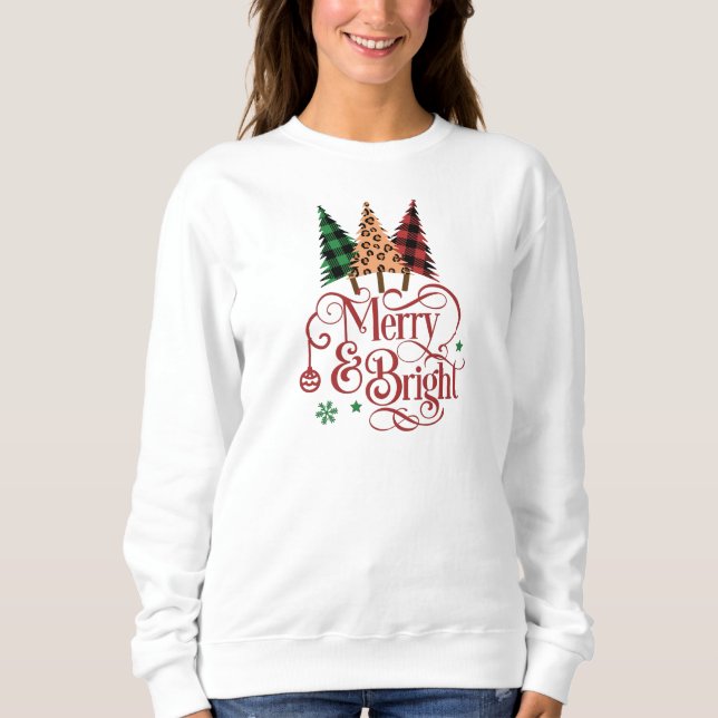 Merry and Bright Helgdagars Julgranar T Shirt (Framsida)
