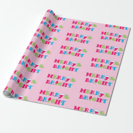 Merry and Bright Hett Pastel Rosa jul Presentpapper