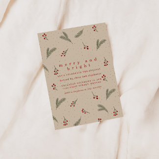 Merry and Bright Holiday Christmas Invite Inbjudningar