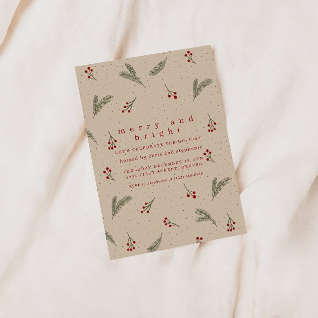 Merry and Bright Holiday Christmas Invite Inbjudningar (Skapare uppladdad)