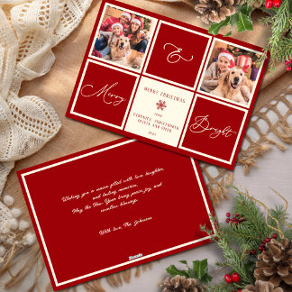 Merry and Bright jul Red 2 Photo Julkort