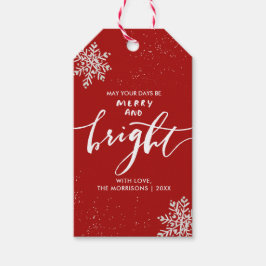 Merry and Bright jul Snowflake Anpassningsbar Red Presentetikett
