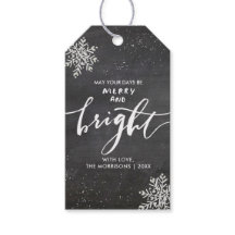 Merry and Bright jul Snowflake Chalkboard