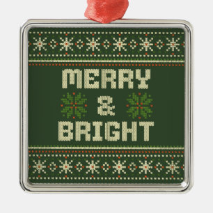 Merry and Bright jul Sweater Nordic Sticka Julgransprydnad Metall