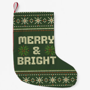 Merry and Bright jul Sweater Nordic Sticka Liten Julstrumpa