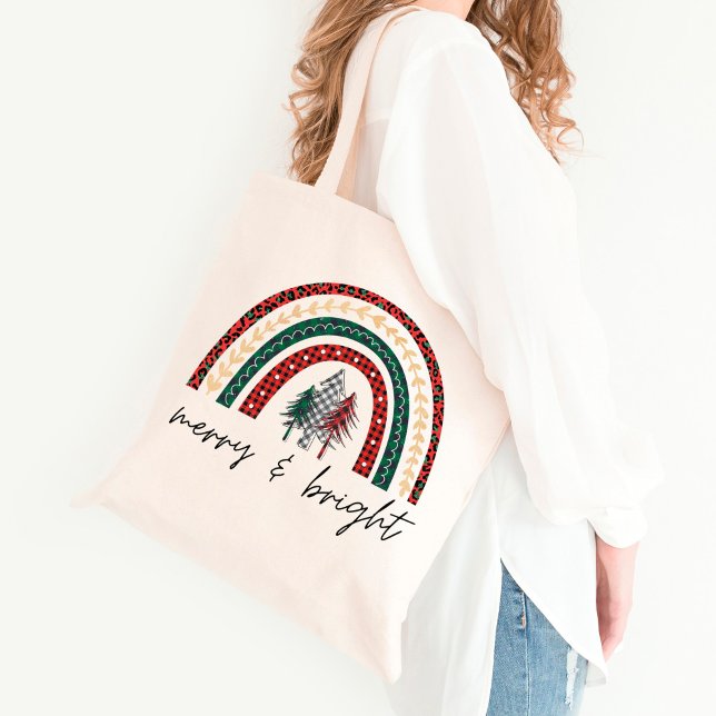 Merry and Bright jul Tote Bag Tygkasse (Skapare uppladdad)