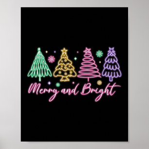 Merry and Bright Julgran God jul Girl Wo Poster