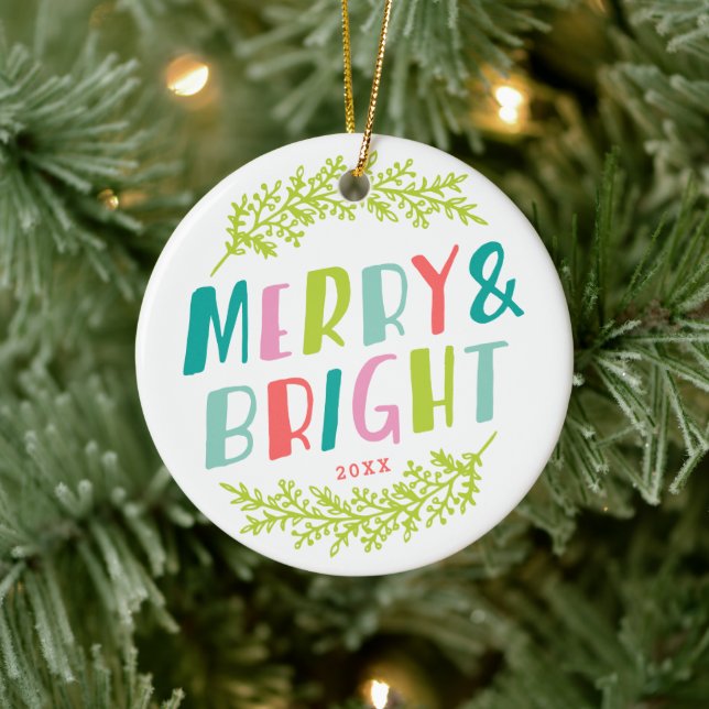 Merry and Bright Keepsake Photo Ornament (Träd)