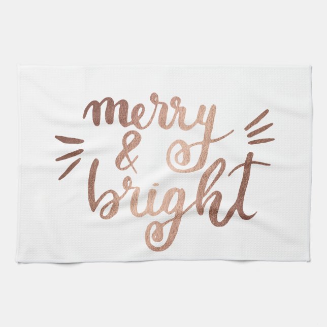 Merry and bright - koppar kökshandduk (Horisontell)