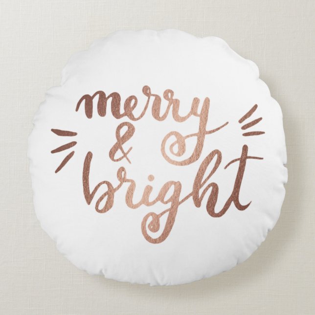 Merry and bright - koppar rund kudde (Framsidan)