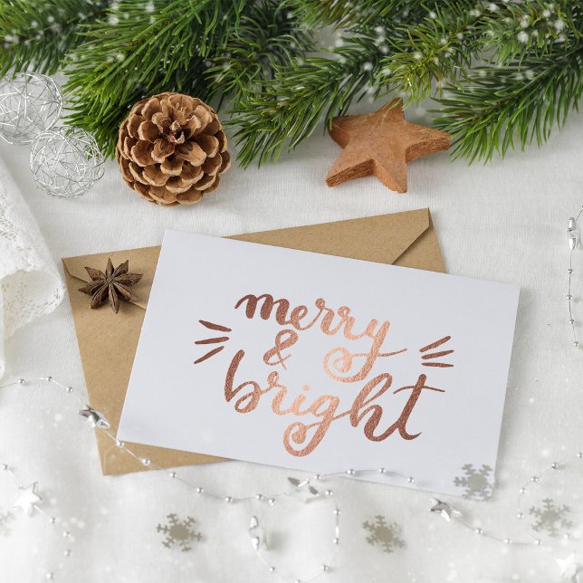 Merry and bright - koppar vykort (Skapare uppladdad)
