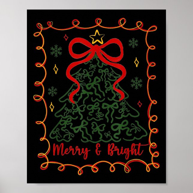 Merry And Bright Merry Christmas Coquette Tree Gir Poster (Framsidan)
