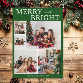 Merry and Bright Minimalist photo Family Christmas Inbjudningar