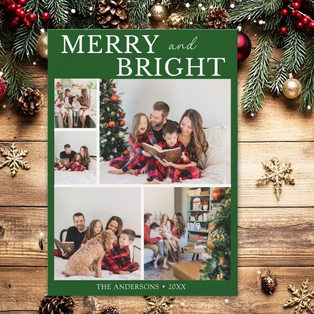 Merry and Bright Minimalist photo Family Christmas Inbjudningar (Skapare uppladdad)