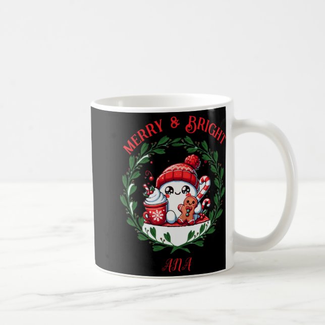 Merry And Bright Modern Christmas T Shirt  Kaffemugg (Höger)