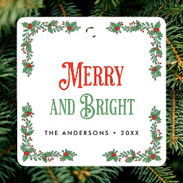 Merry And Bright Modern Elegant Floral Christmas Julgransdekoration