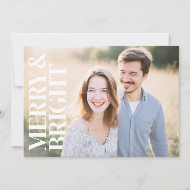 Merry and Bright Modern Holiday Photo Card Julkort (Framsida)