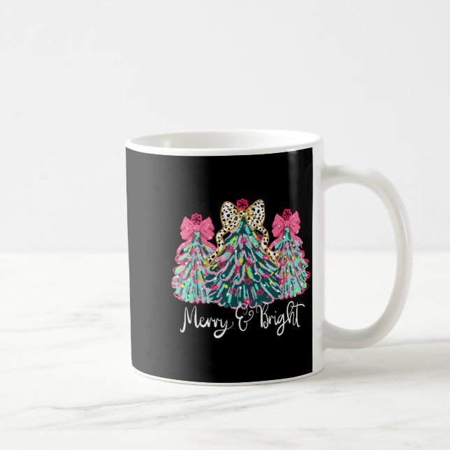 Merry And Bright Nk Christmas Tree Xmas Holiday Wo Kaffemugg (Höger)