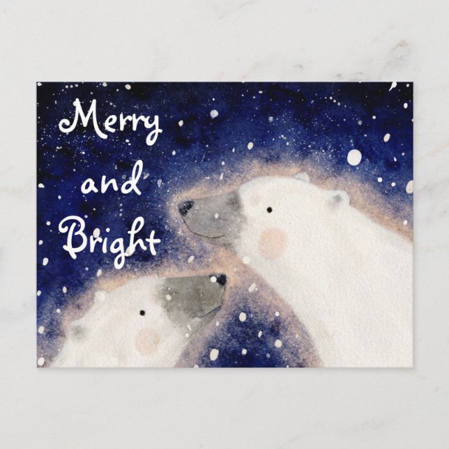 Merry and Bright Polar Bear Helg Vykort (Framsida)