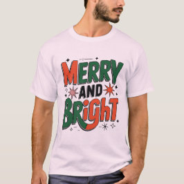 Merry and Bright Retro Christmas Design, T Shirt