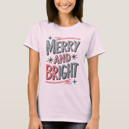 Merry and Bright Retro Christmas Design, T Shirt