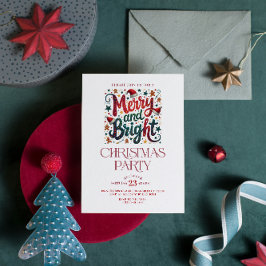 Merry and Bright Retro Typography Party Invite Inbjudningar