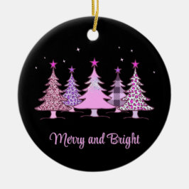 Merry and Bright Rosa Julafton Träd Black Ornament