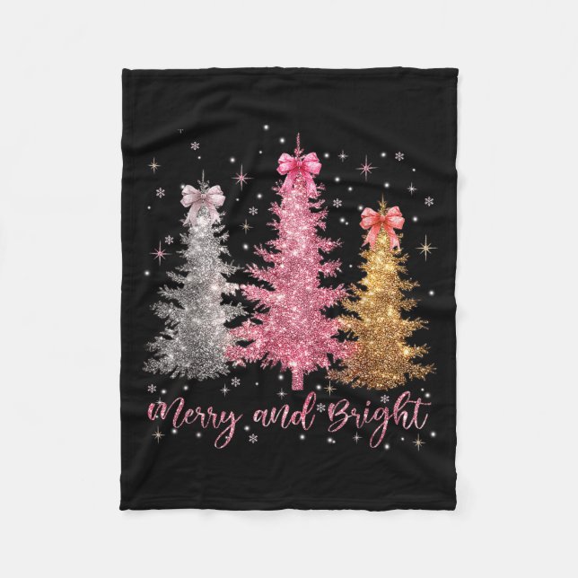 Merry And Bright Santa Christmas Tree Lights Pajam Fleecefilt (Framsidan)