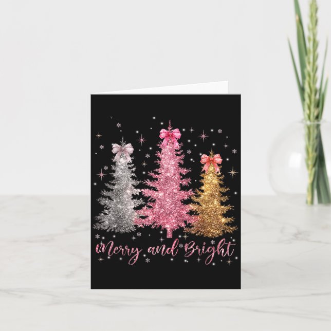 Merry And Bright Santa Christmas Tree Lights Pajam Kort (Framsida)