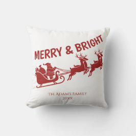 Merry and Bright Santa Sleigh Christmas Photo  Kudde