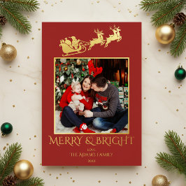 Merry and Bright Santa Sleigh Family Photo