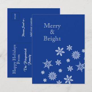 Merry and Bright Snowflakes Blue Christmas    Vykort
