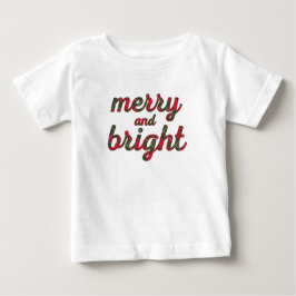 Merry and Bright - söt röd grönt-tartan-skript T Shirt