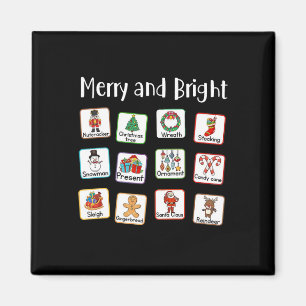 Merry and Bright Tal Therapist AAC SLP Christma Magnet